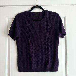 Brooks Brother Rich Purple Cashmere Silk Blend Cable Knit Sweater